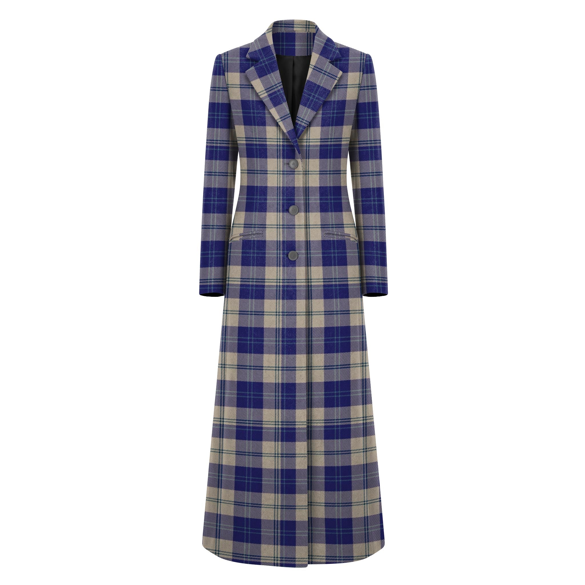 Women's Longline Tartan Jacket Ailsa Royal Blue Tartan - Imperial Highland Supplies