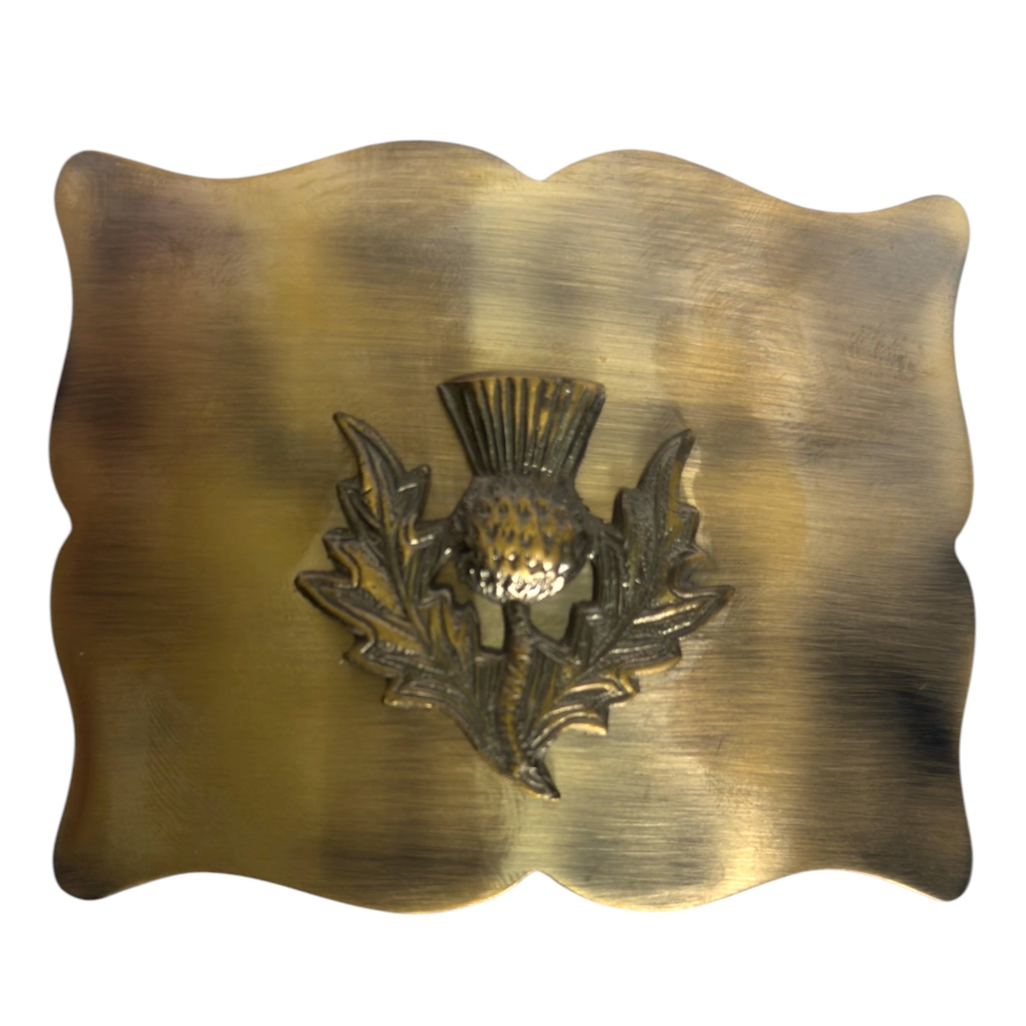 Plain Kilt Belt Buckle Thistle Badge Antique Brass Color - Imperial Highland Supplies