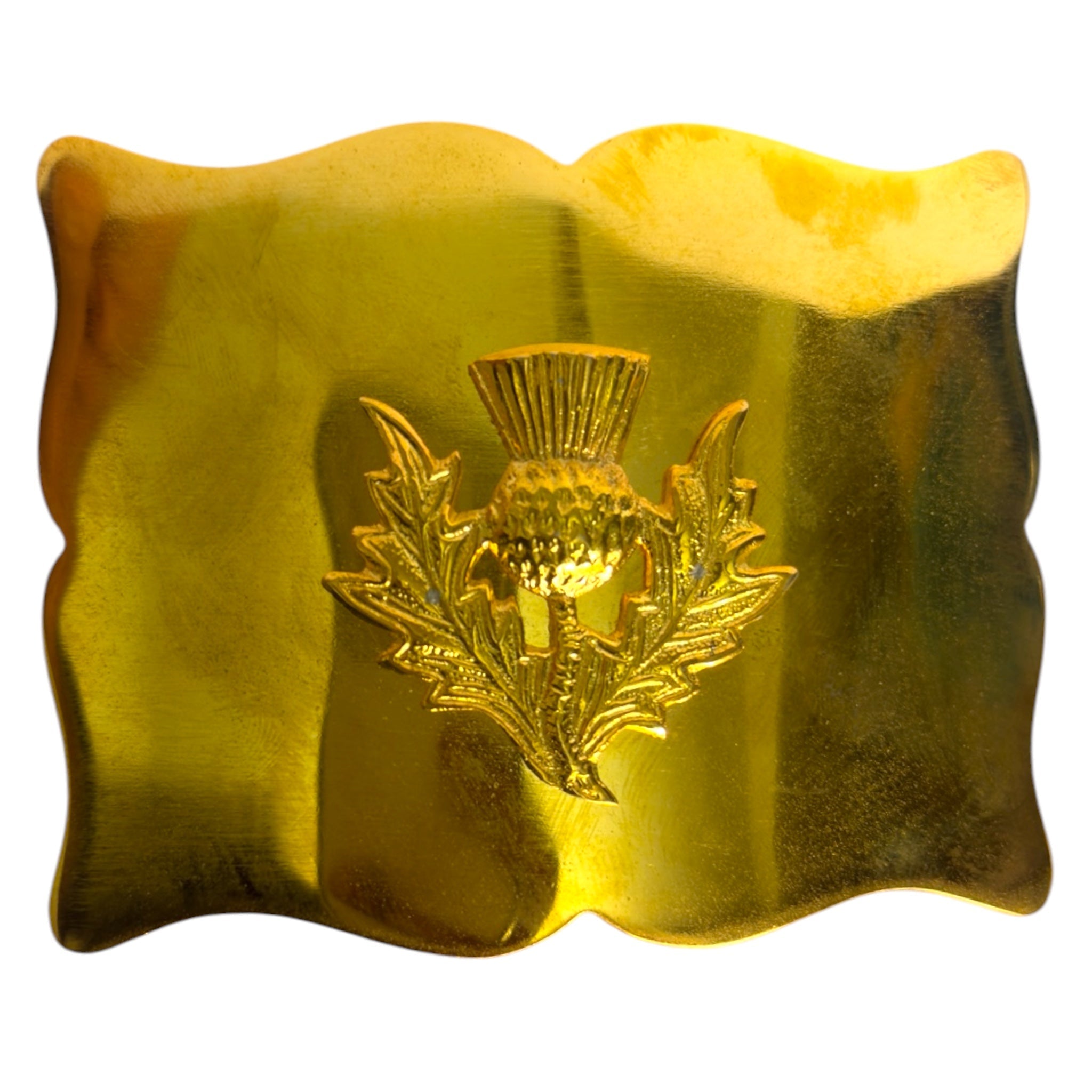 Plain Kilt Belt Buckle Thistle Badge Gold Color - Imperial Highland Supplies