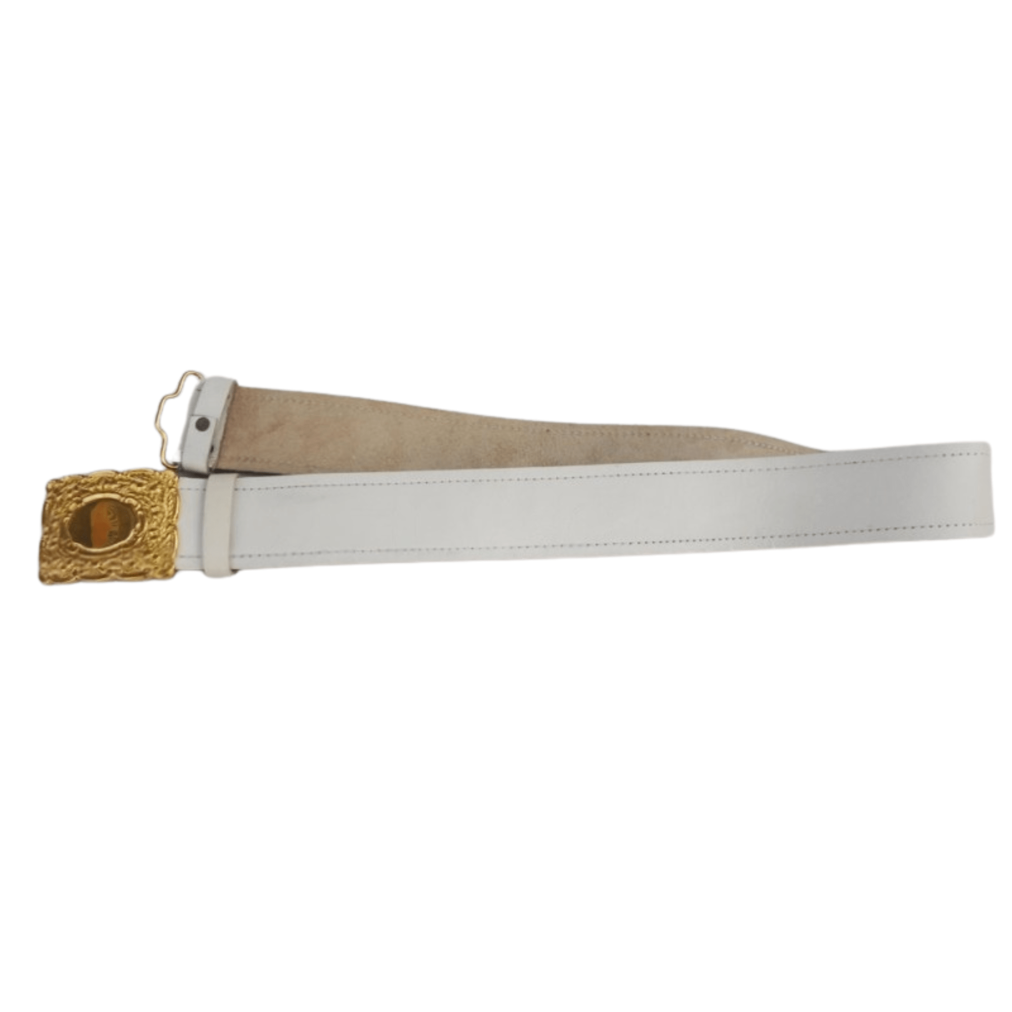 Plain Kilt Belt In White Leather - Imperial Highland Supplies