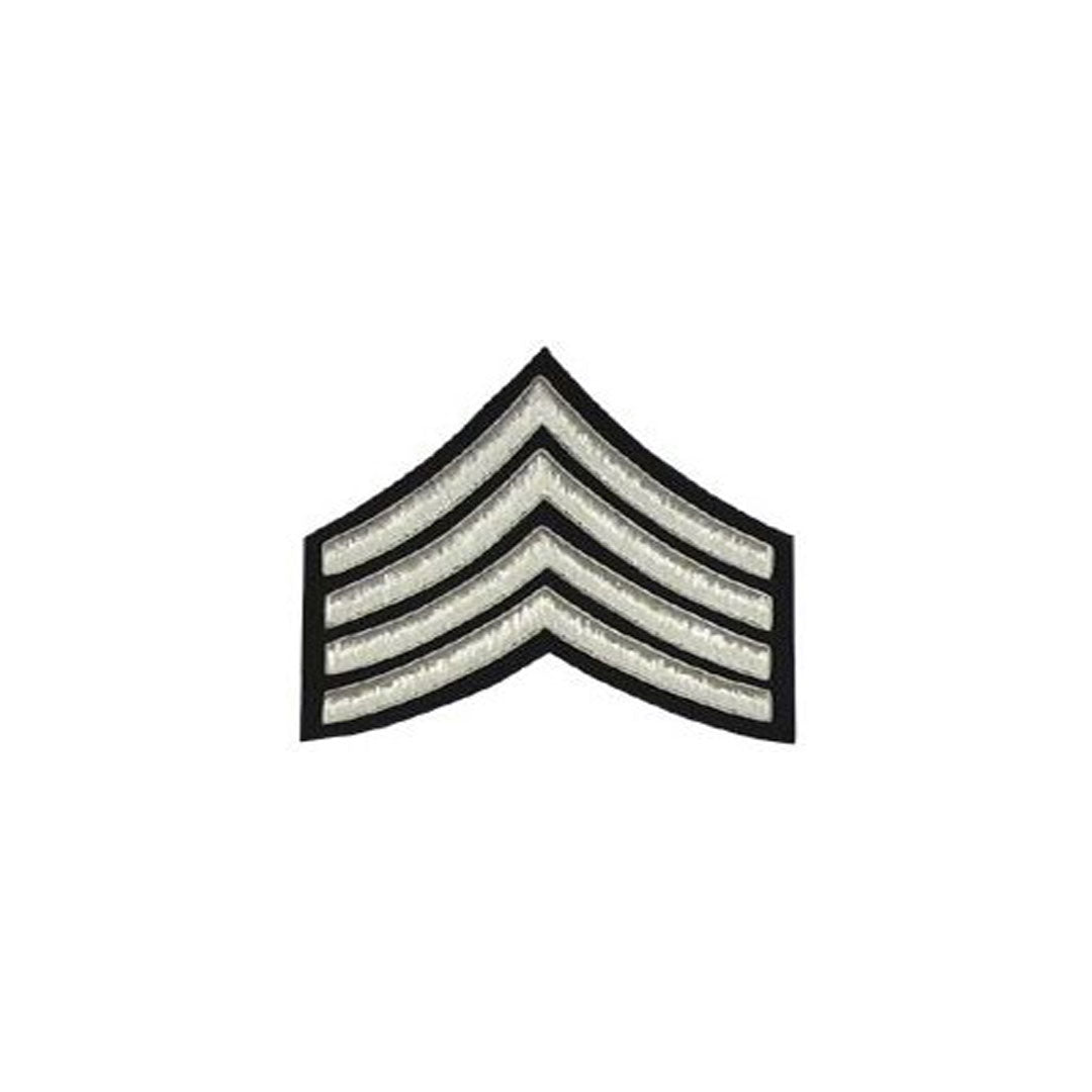 4 Stripe Chevrons Badge Silver Bullion On Black - Imperial Highland Supplies