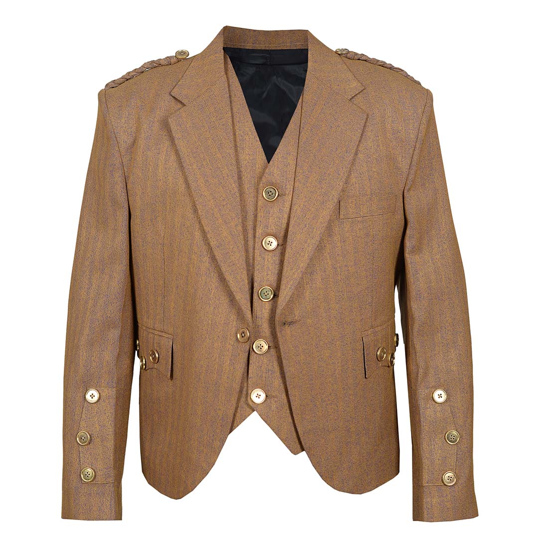 Argyll Jacket With Waistcoat/Vest Brown Serge Wool - Imperial Highland Supplies