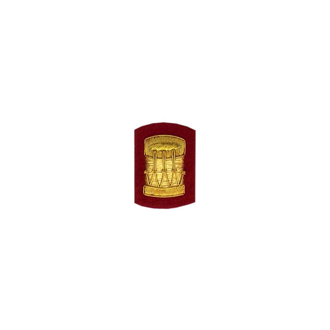 Drum Badge Gold Bullion On Red - Imperial Highland Supplies