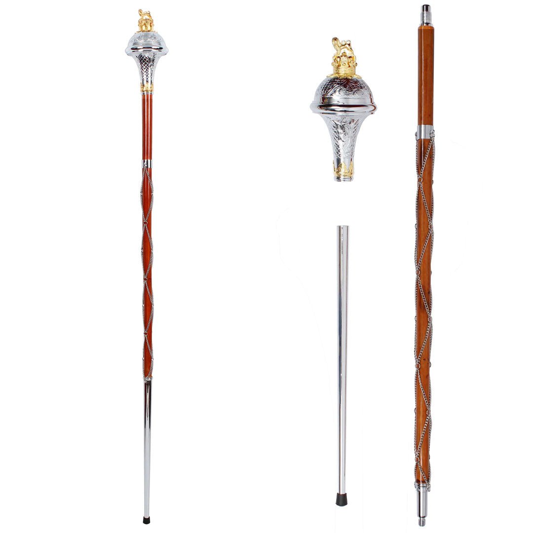Custom Made Drum Major Mace or Stave With Scrolls And Crown Top main image 1