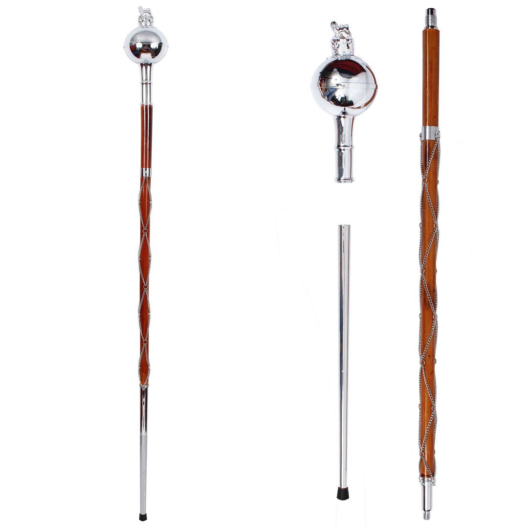 Drum Major Mace Stave Plain Chrome Ball Head Lion and Crown Three part ...