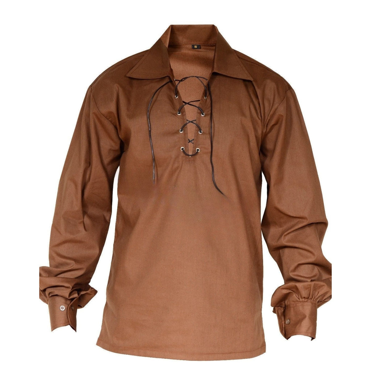 Jacobite Ghillie Shirt - Black Polycotton Shirt For Men With Leather Drawstring, X-Large - View #6