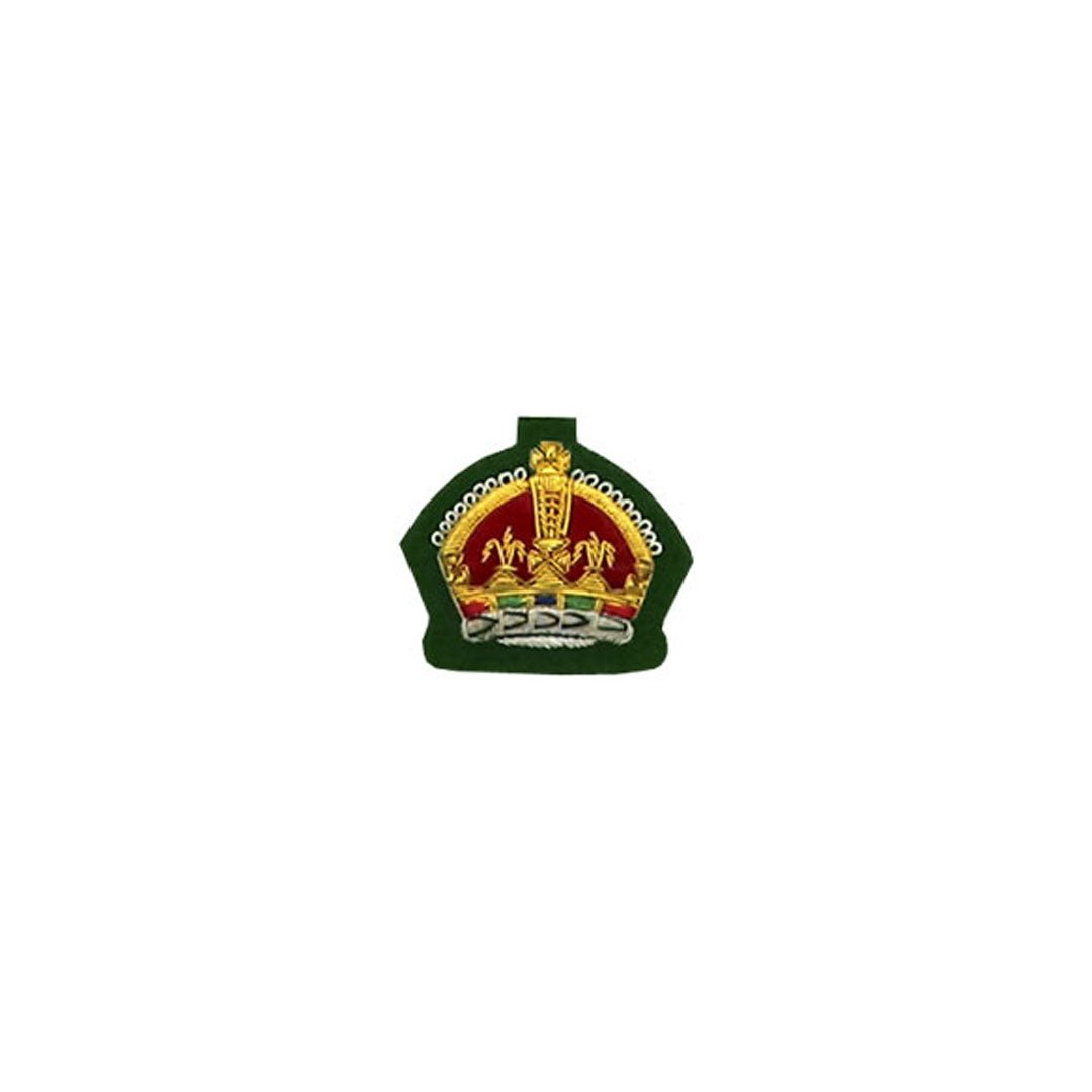Kings Crown Badge Gold Bullion On Green - Imperial Highland Supplies