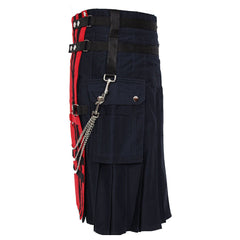 Red And Navy Deluxe Utility Kilt With Chain - Imperial Highland Supplies