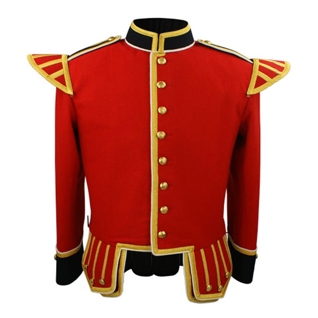 Red Blazer Wool Pipe Band Doublet Navy Color Collar, Epaulets And Cuffs 20 - Imperial Highland Supplies