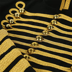 Steampunk Military Drummer Black Gold Hussar Parade Gothic Jacket - Imperial Highland Supplies