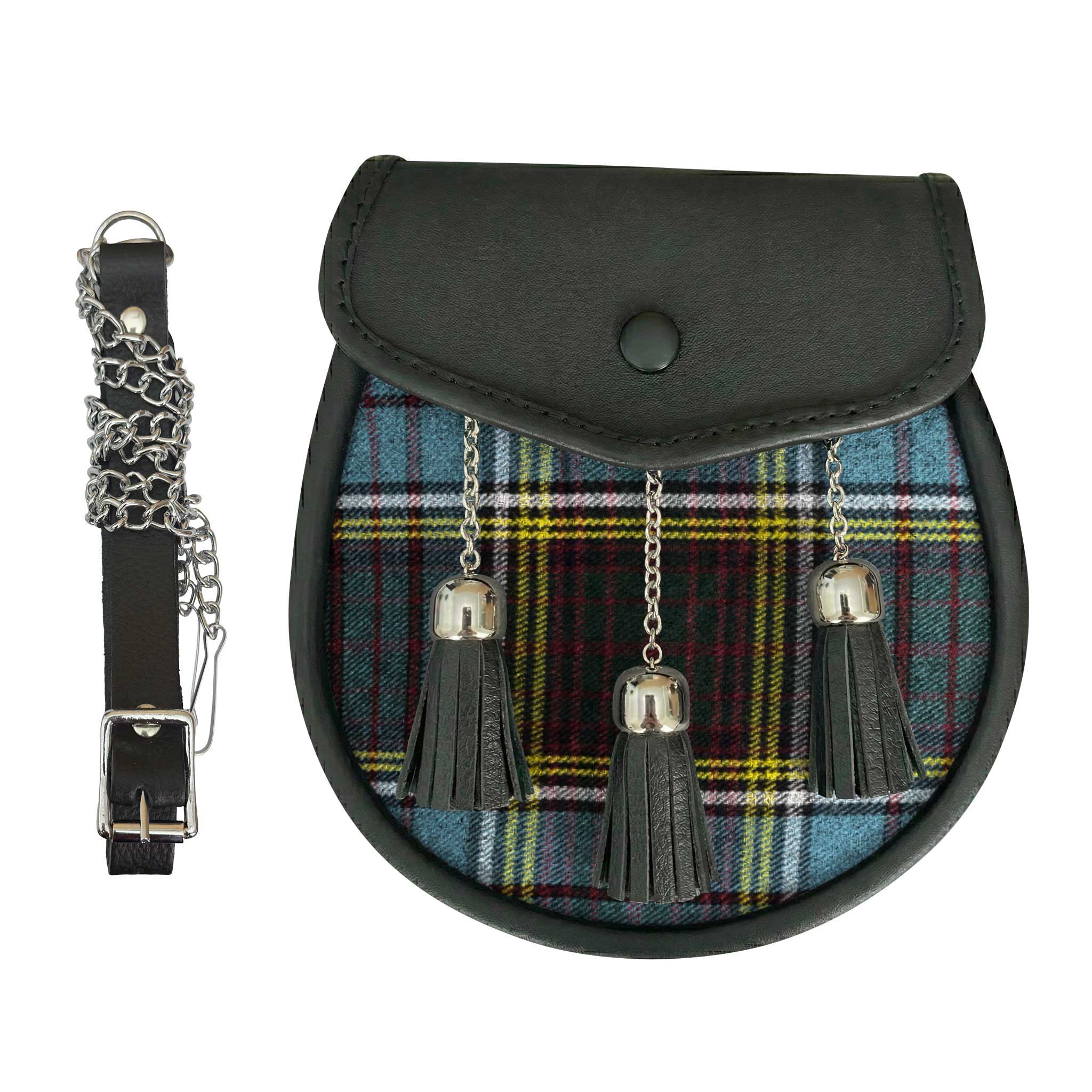 Leather Tartan Sporran With Anderson Modern Tartan - Imperial Highland Supplies