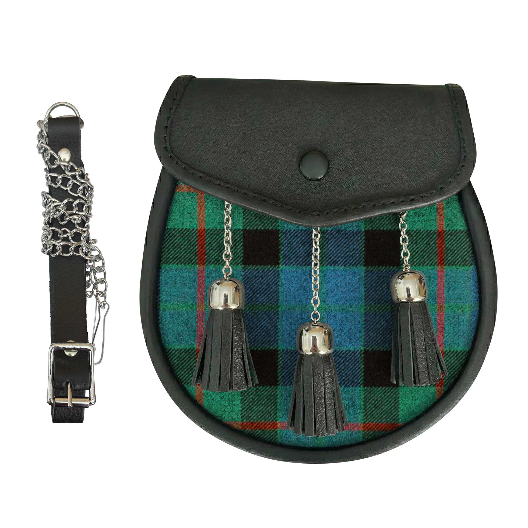 Leather Tartan Sporran With Gunn Ancient Tartan - Imperial Highland Supplies