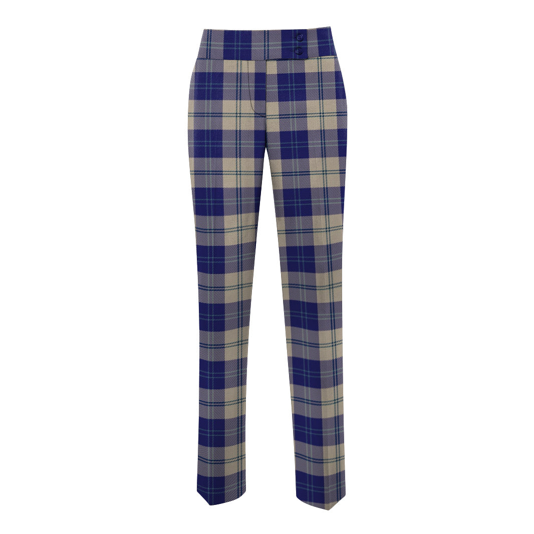 Women's Tartan Trousers with Broad Waistband