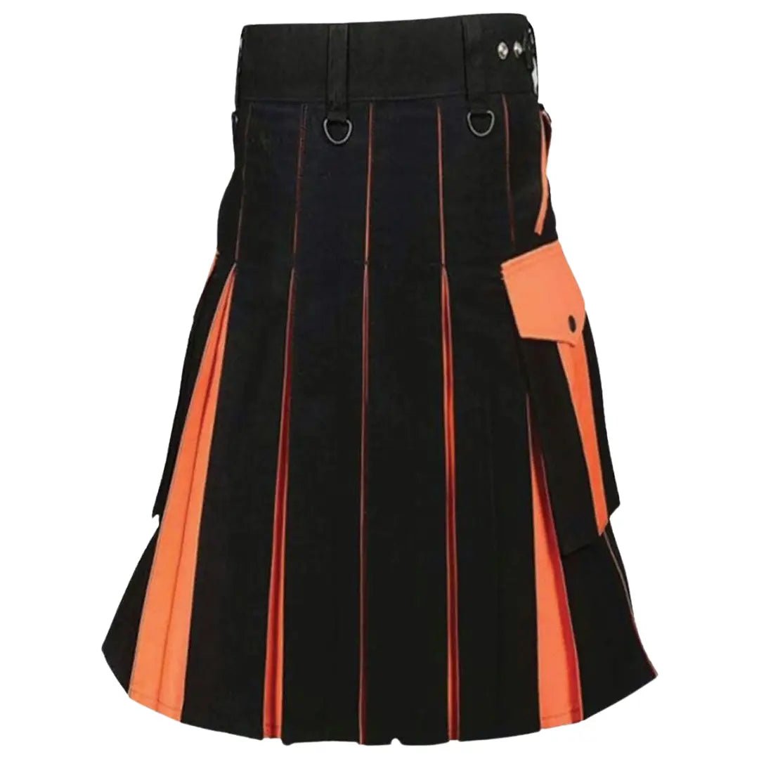 Black & Orange Utility Kilt For Men - Imperial Highland Supplies