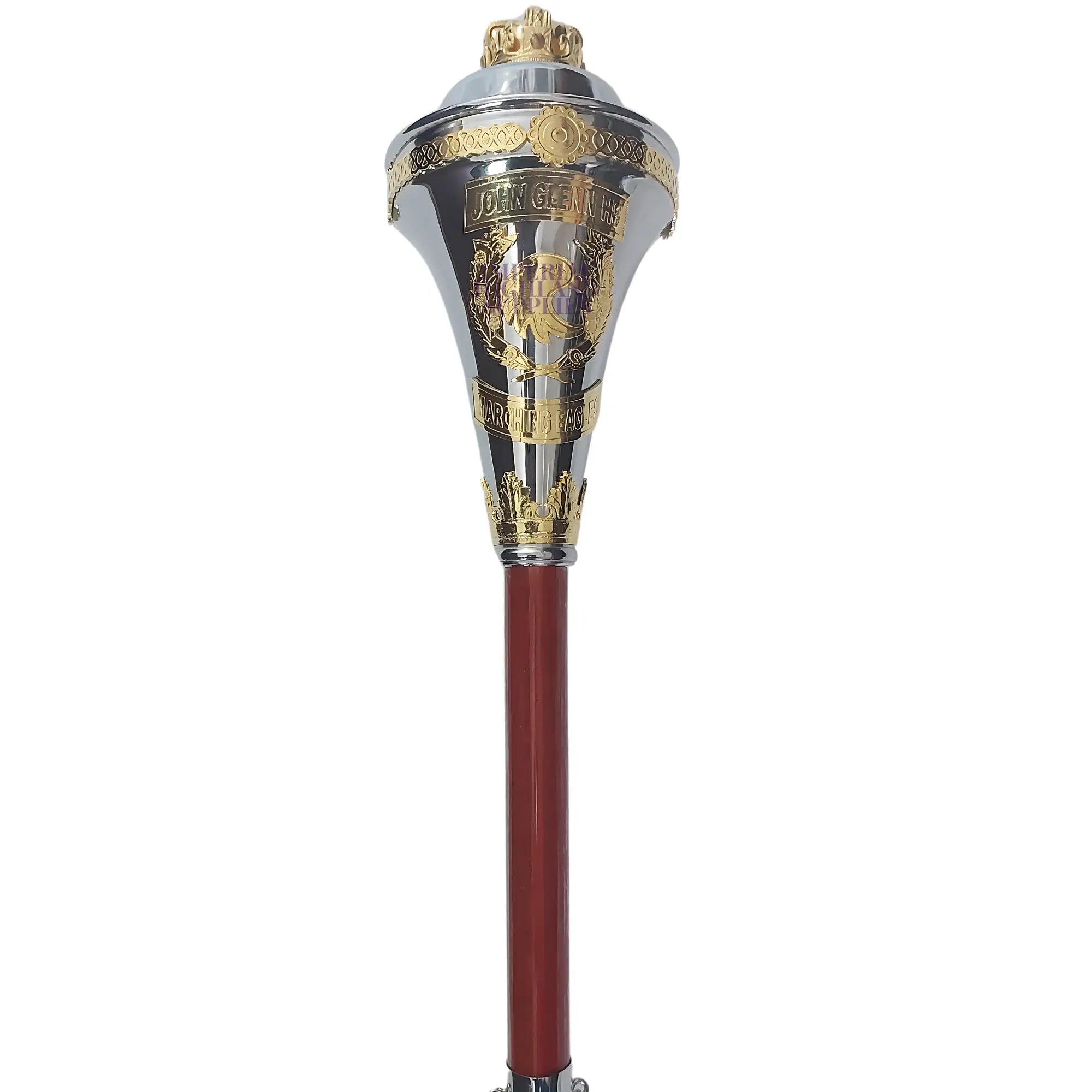 Custom Made Drum Major Mace Stave With Scrolls & Crown Top - Imperial Highland Supplies