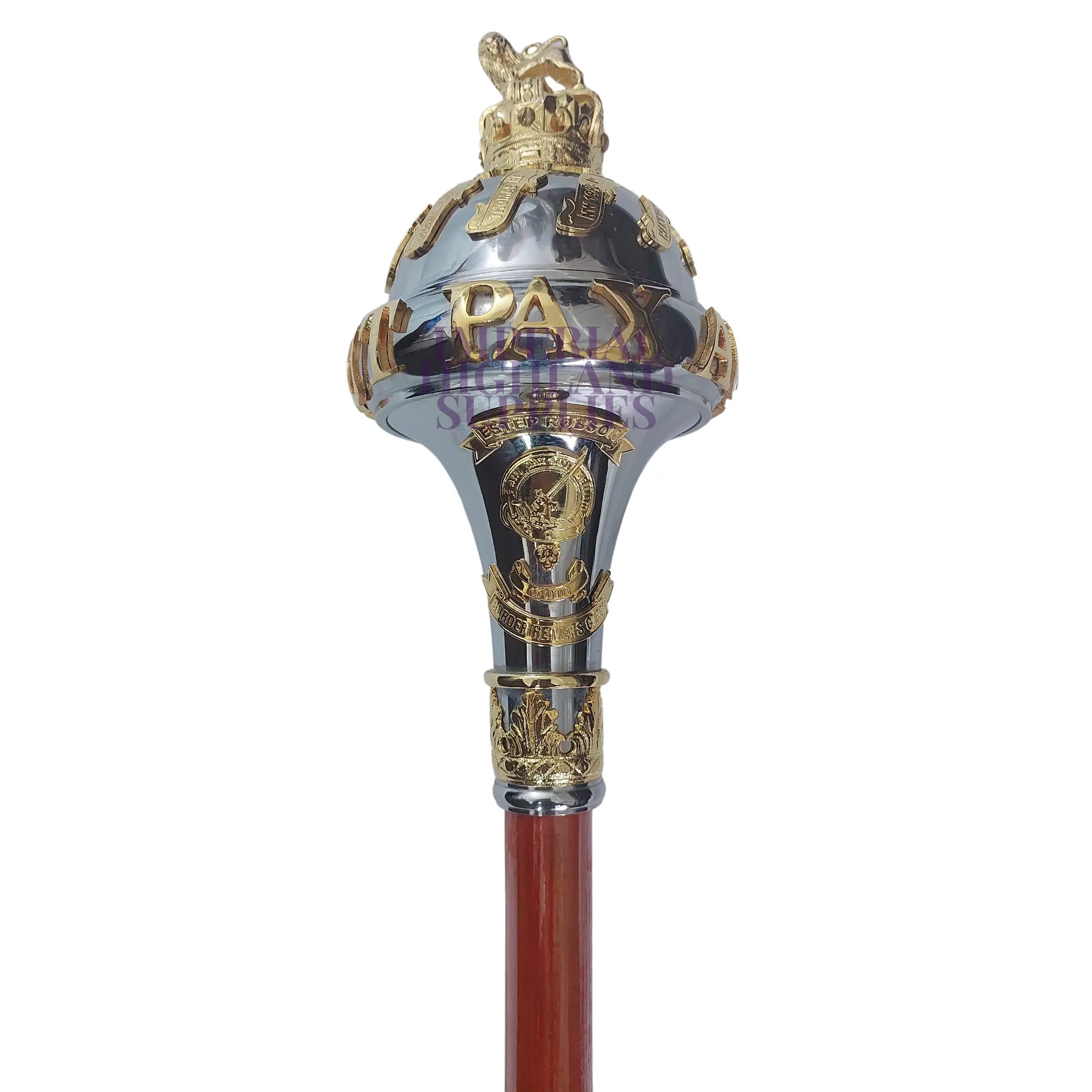 Drum Major Ceremonial Custom Made Mace With Battle Honors - Imperial Highland Supplies