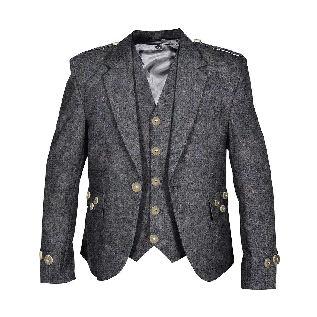 Grey Brushed Blazer Argyll Jacket & Vest - Imperial Highland Supplies