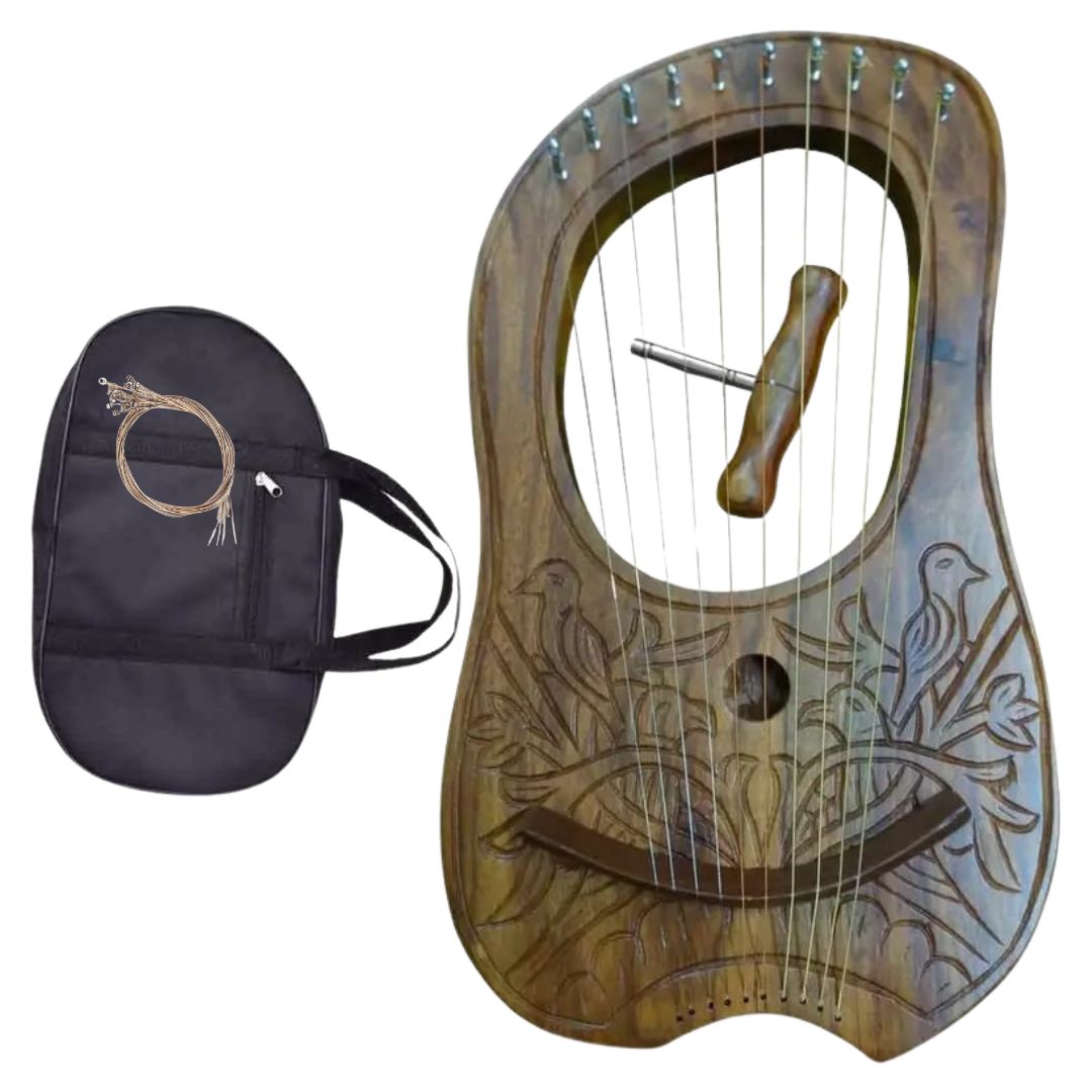 Irish Lyre Harp Rosewood With Metal String 4 Birds Design - Imperial Highland Supplies