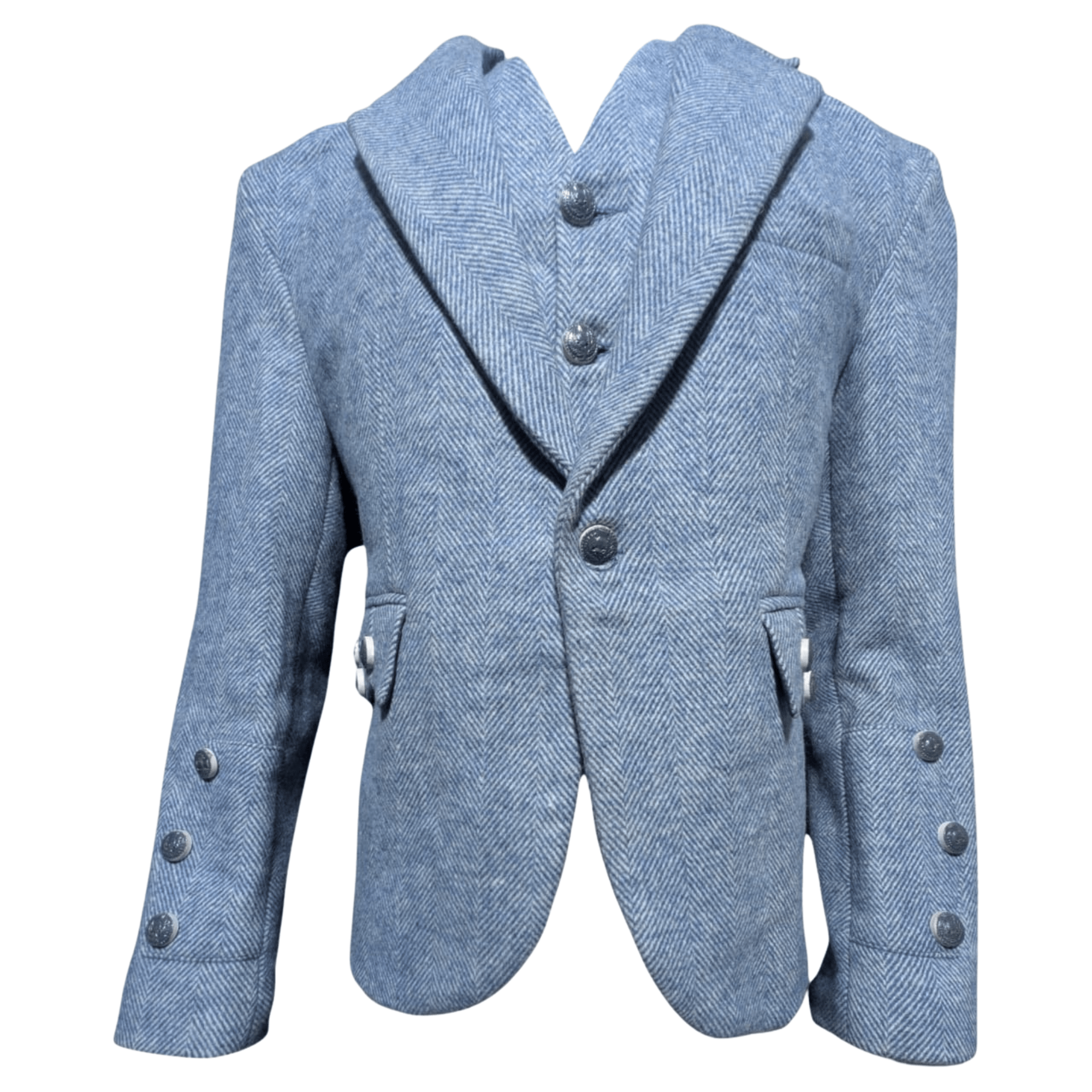 Lovat Blue Tweed Argyle Kilt Jacket With 5 Button Vest - Imperial Highland Supplies