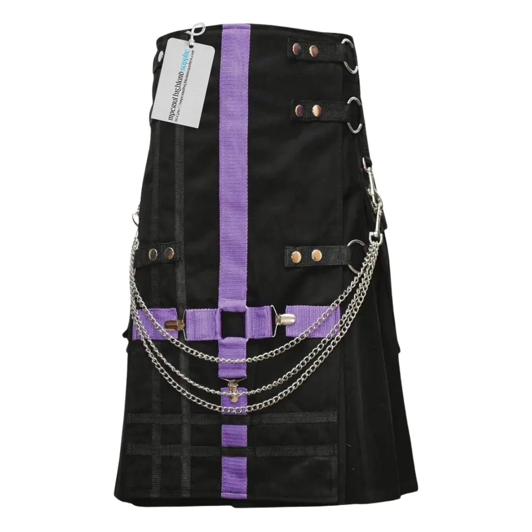 Men Fashion Black Wedding Utility Kilt - Imperial Highland Supplies