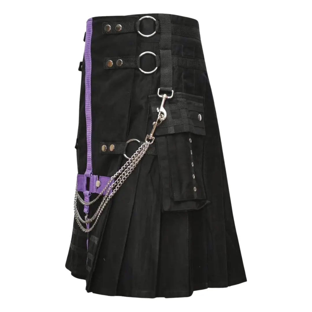 Men Fashion Black Wedding Utility Kilt - Imperial Highland Supplies