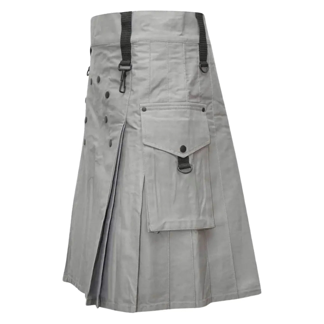 Men Fashion Grey Utility Kilt - Imperial Highland Supplies