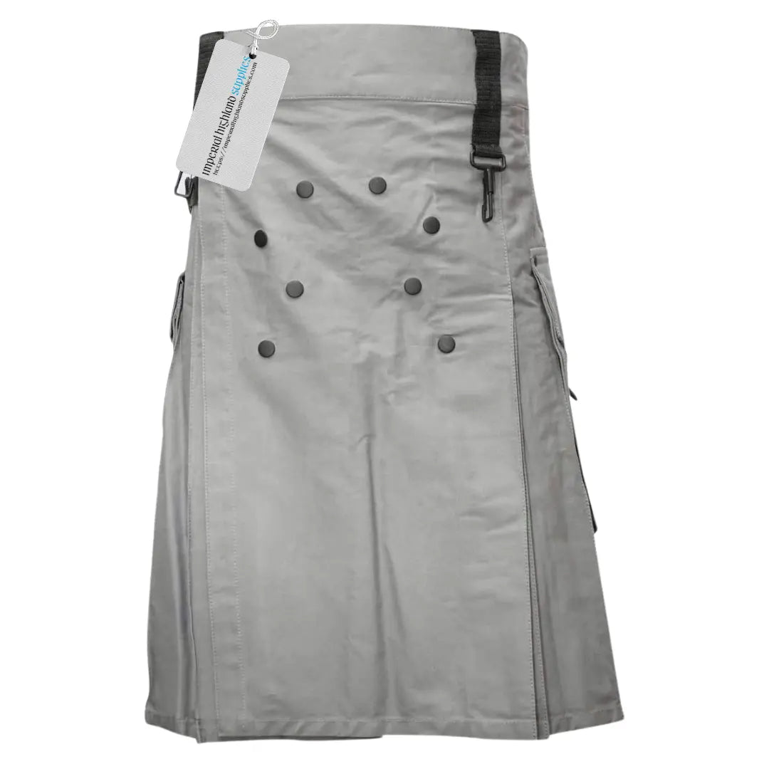 Men Fashion Grey Utility Kilt - Imperial Highland Supplies