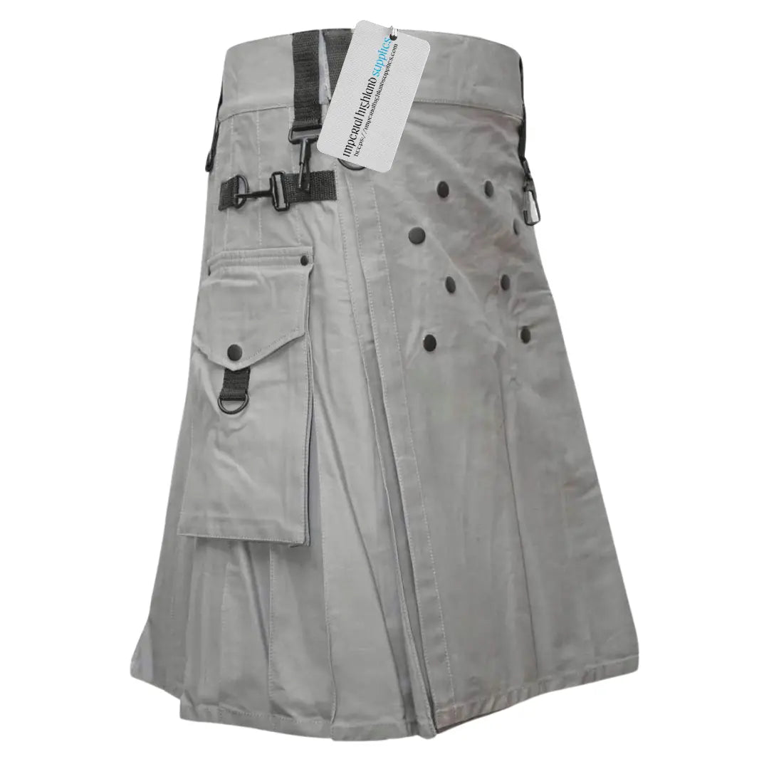 Men Fashion Grey Utility Kilt - Imperial Highland Supplies