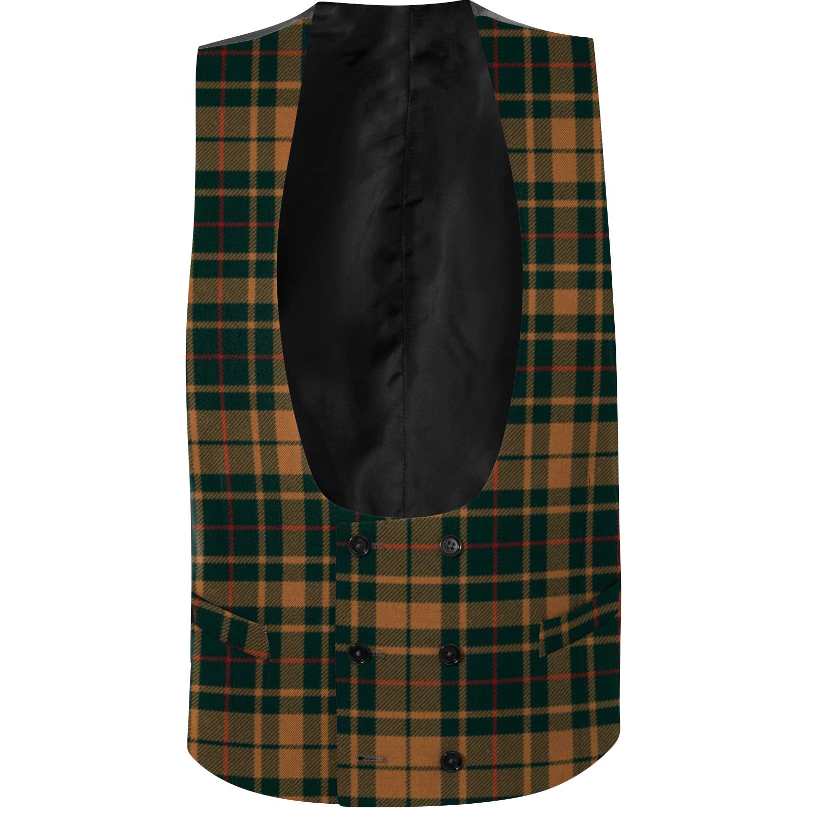 Men's Double Breasted Tartan Waistcoat with Horseshoe Neck - Imperial Highland Supplies