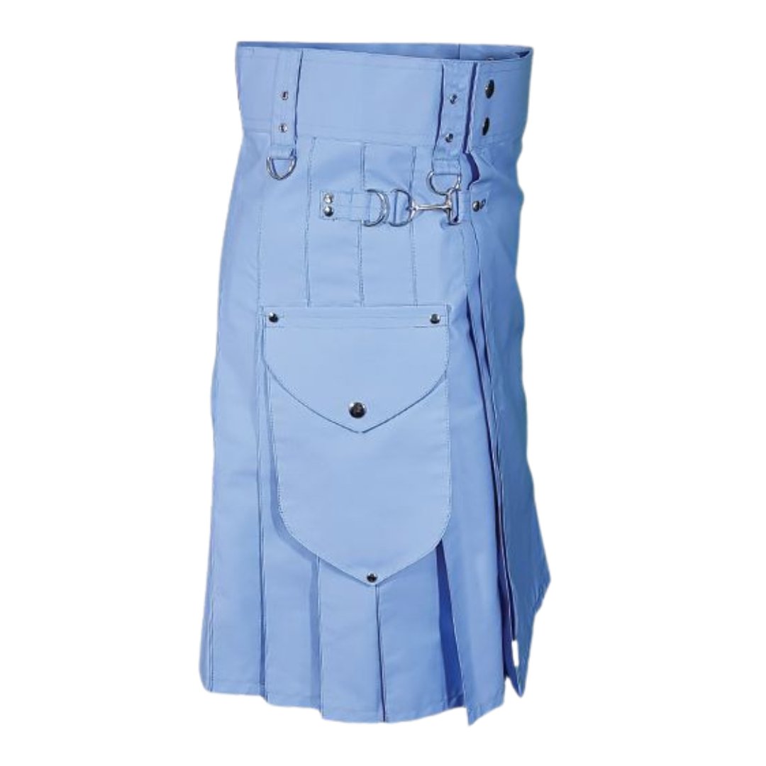 Mens Light Blue Cargo Utility Kilt - Imperial Highland Supplies