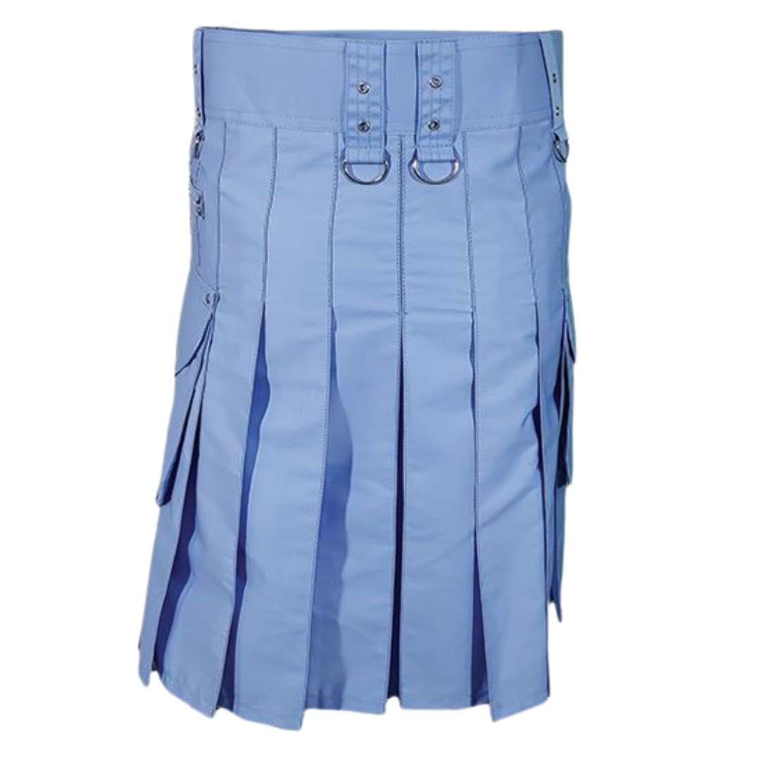 Mens Light Blue Cargo Utility Kilt - Imperial Highland Supplies