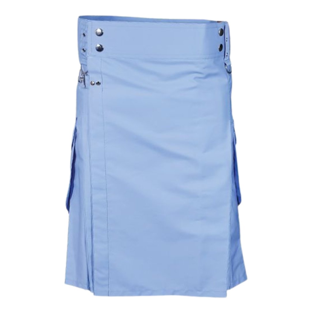 Mens Light Blue Cargo Utility Kilt - Imperial Highland Supplies