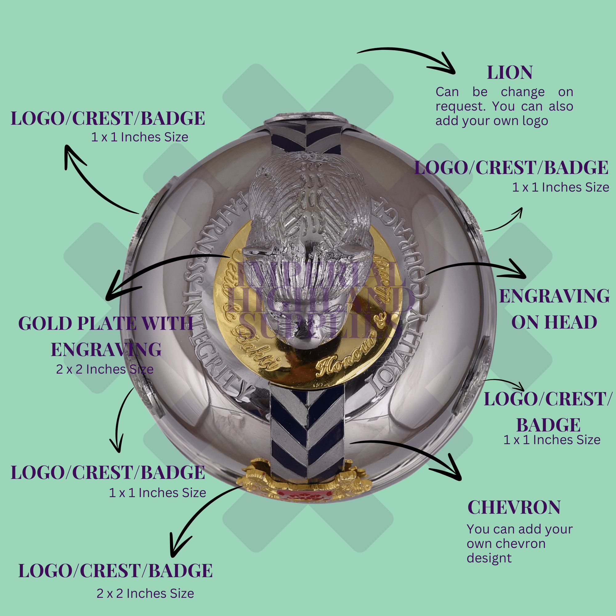 Singapore Police Army Military Custom Drum Major Mace - Imperial Highland Supplies