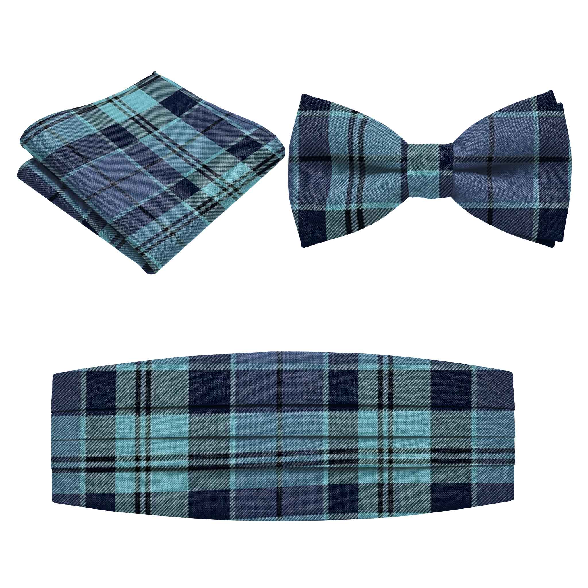 Strathclyde Blue Tartan Cummerbund &amp; Bow Tie Set - Imperial Highland Supplies