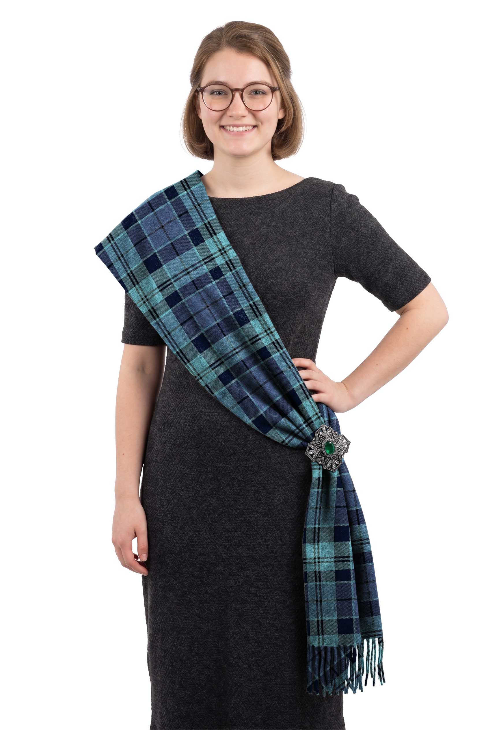 Scottish Tartan Ladies Scarf or Sash Strathclyde Blue Tartan - Imperial Highland Supplies