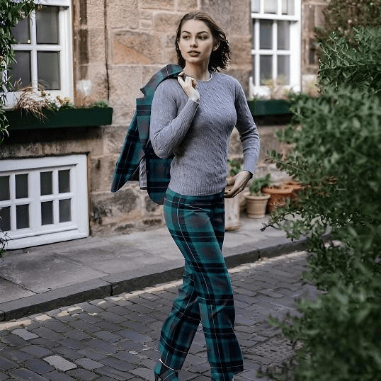 Women's Tartan Trousers with Broad Waistband - Imperial Highland Supplies