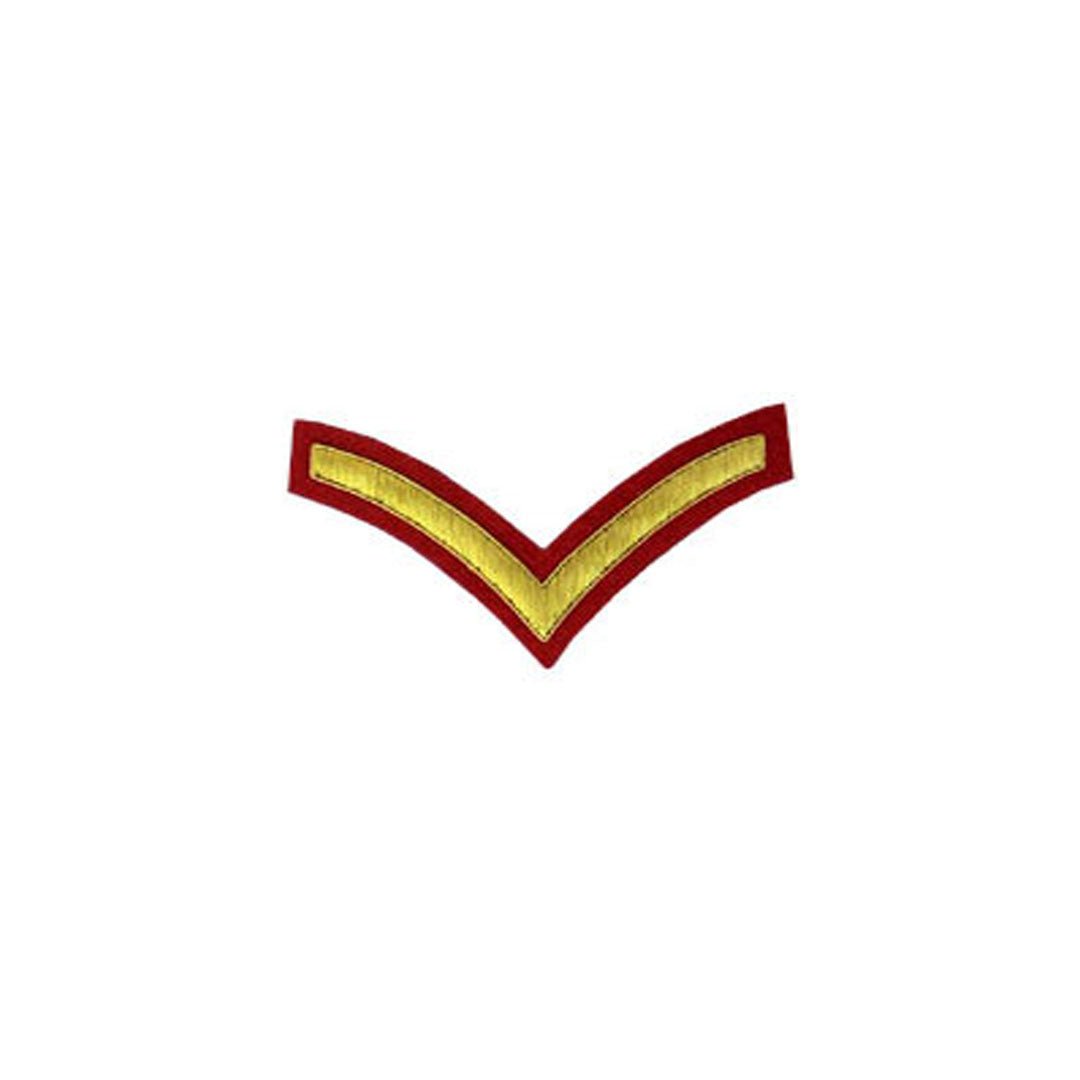 1 Stripe Chevron Badge Gold Bullion On Red - Imperial Highland Supplies