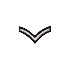 1 Stripe Chevron Badge Silver Bullion on Blue - Imperial Highland Supplies