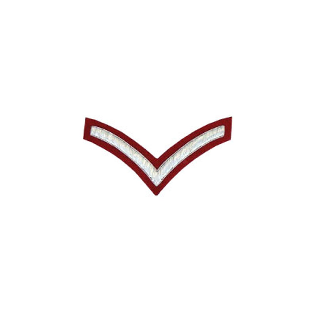 1 Stripe Chevron Badge Silver Bullion On Red - Imperial Highland Supplies