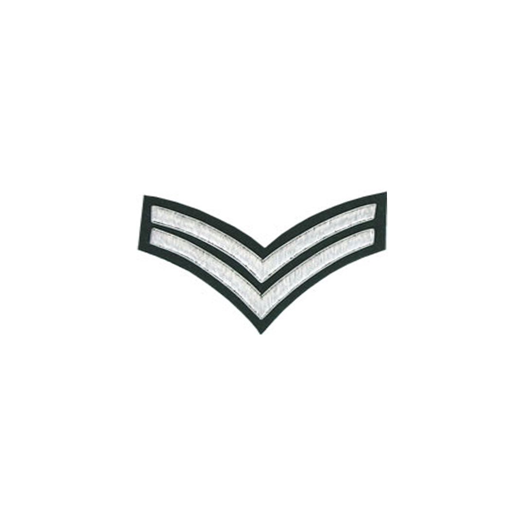 2 Stripe Chevron Badge Silver Bullion On Green - Imperial Highland Supplies