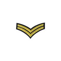 2 Stripe Chevrons Badge Gold Bullion On Black - Imperial Highland Supplies