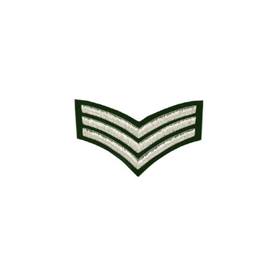 3 Stripe Chevron Badge Silver Bullion On Green - Imperial Highland Supplies