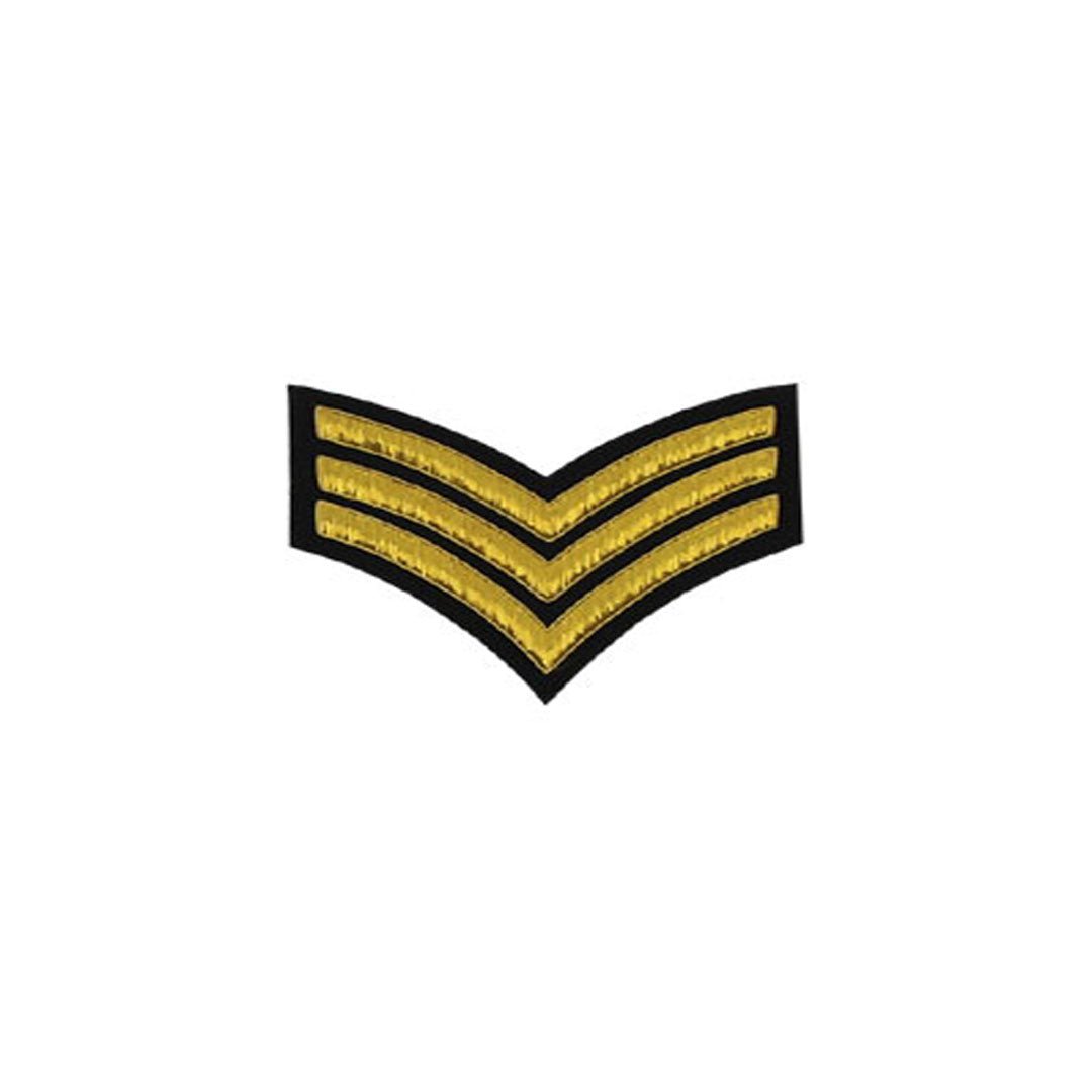 3 Stripe Chevrons Badge Gold Bullion On Black - Imperial Highland Supplies
