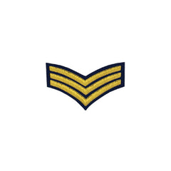 3 Stripe Chevrons Badge Gold Bullion On Blue - Imperial Highland Supplies