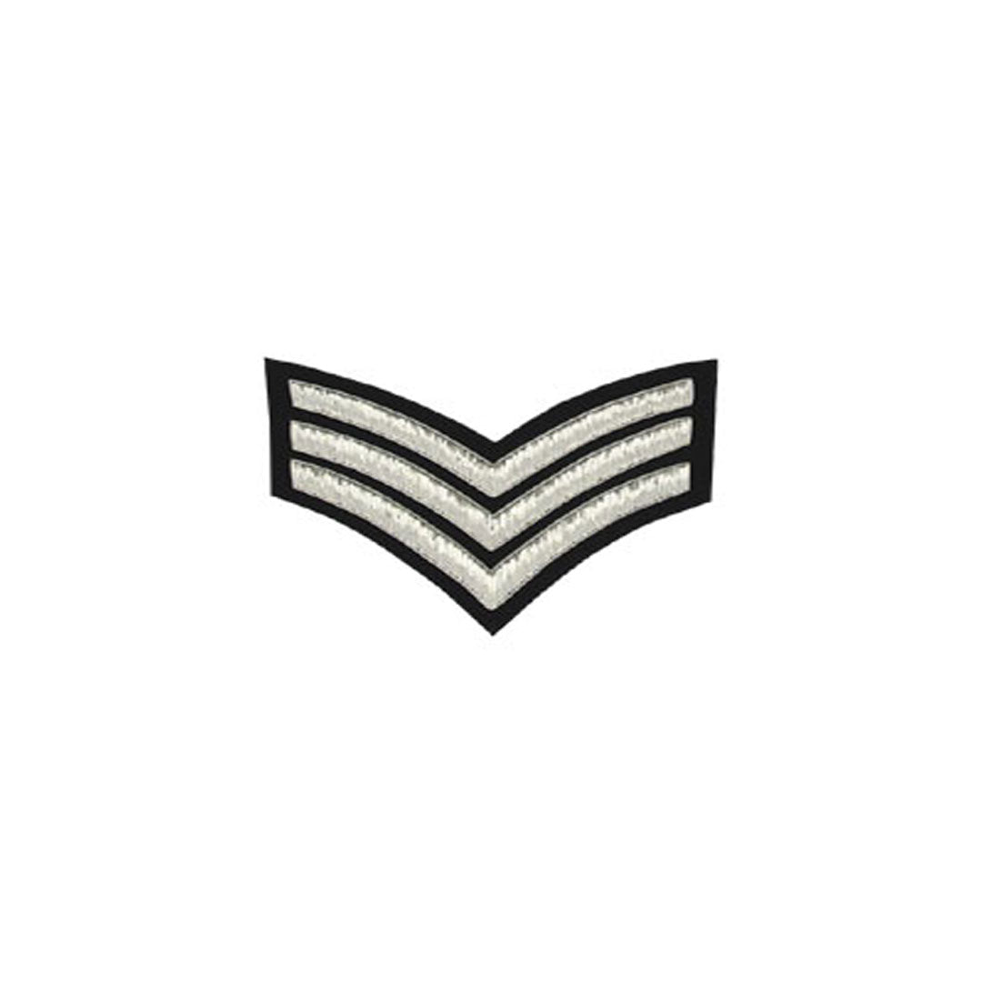 3 Stripe Chevrons Badge Silver Bullion On Black - Imperial Highland Supplies