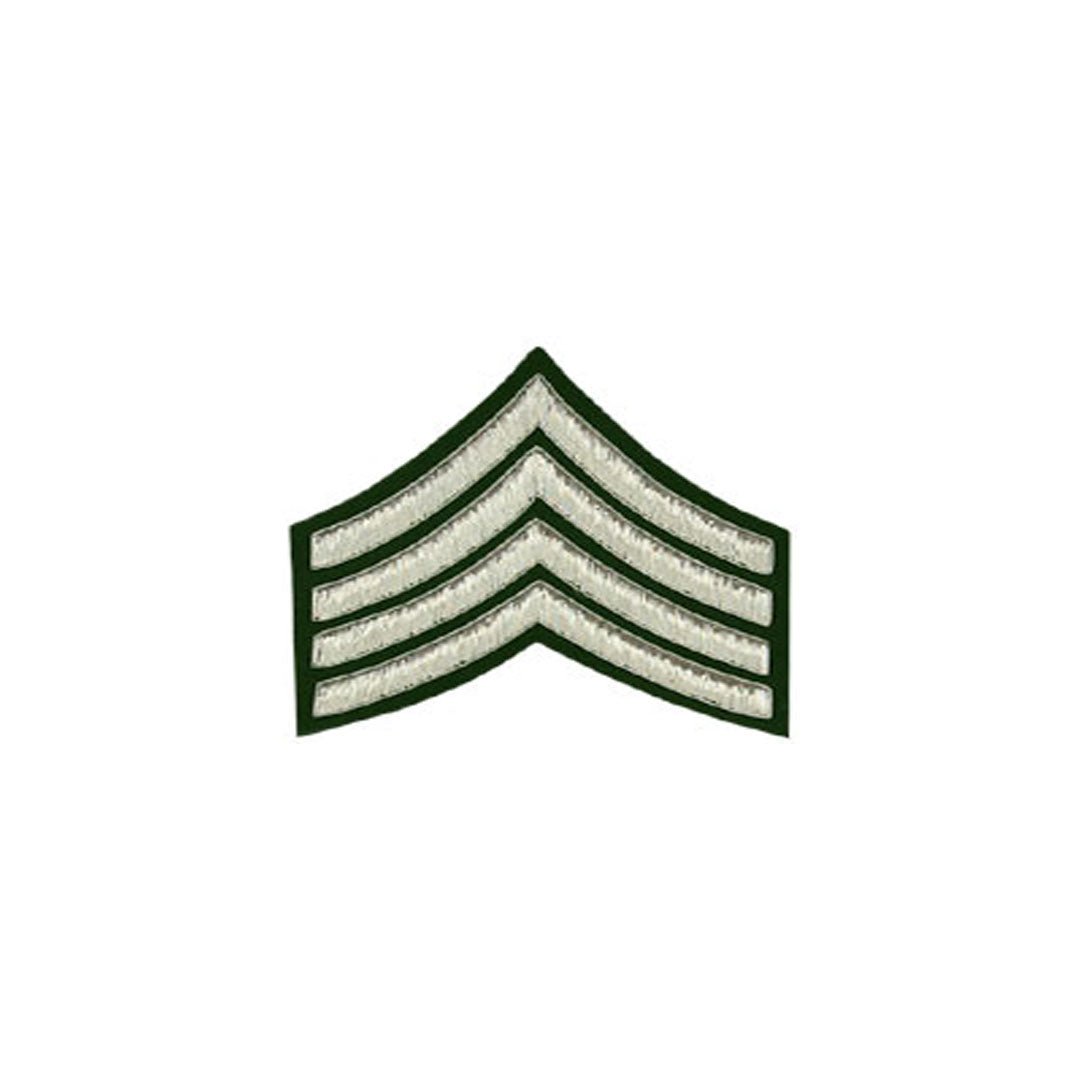 4 Stripe Chevron Badge Silver Bullion On Green - Imperial Highland Supplies