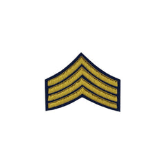 4 Stripe Chevrons Badge Gold Bullion On Blue - Imperial Highland Supplies