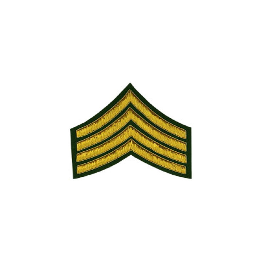 4 Stripe Chevrons Badge Gold Bullion On Green - Imperial Highland Supplies