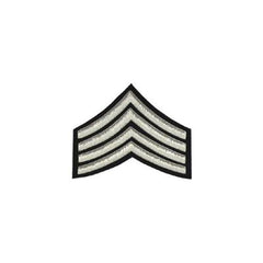 4 Stripe Chevrons Badge Silver Bullion On Black - Imperial Highland Supplies
