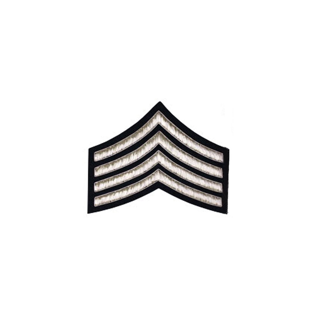 4 Stripe Chevrons Badge Silver Bullion On Blue - Imperial Highland Supplies